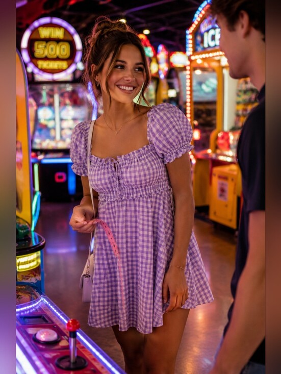 Buddy Love Dresses & Skirts - 🤩 NWT Buddy Love Purple Gingham Mini Dress Size Small